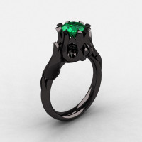 Natures Nouveau 14K Black Gold Emerald Wedding Ring Engagement Ring NN105-14KBGEM-1