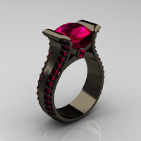 Modern 14K Black Gold 3.0 Carat Ruby Bridal Ring R196-14KBGR-1