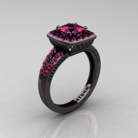 Classic 14K Black Gold 1.23 Carat Princess Pink Sapphire Solitaire Engagement Ring R220P-14KBGPS-1