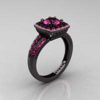 Classic 14K Black Gold 1.0 Carat Pink Sapphire Solitaire Engagement Ring R220-14KBGPS-1