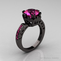 Modern Renaissance 14K Black Gold 3.0 Carat Pink Sapphire Solitaire Ring R402-14KBGPS-1