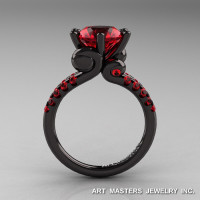 Nature Classic 14K Black Gold 3.0 Carat Rubies Enaggement Ring R239-14KBGR-1