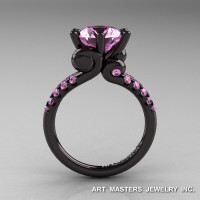 Nature Classic 14K Black Gold 3.0 Carat Light Pink Sapphire Enaggement Ring R239-14KBGLPS-1