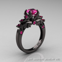 Classic 14K Black Gold 1.0 Carat Pink Sapphire Solitaire Engagement Ring R482-14KBGPS-1