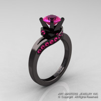 Classic 14K Black Gold 1.0 Ct Pink Sapphire Designer Solitaire Ring R259-14KBGPS-1
