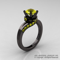 Classic 14K Black Gold 1.0 Ct Yellow Sapphire Designer Solitaire Ring R259-14KBGYS-1