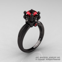 Classic Victorian 14K Black Gold 1.0 Ct Rubies Solitaire Engagement Ring R506-14KBGR-1