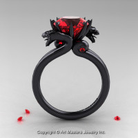 Scandinavian 14K Black Gold 3.0 Ct Rubies Dragon Engagement Ring R601-14KBGR-1
