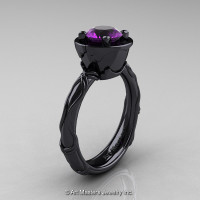 Art Masters Venetian 14K Black Gold 1.0 Ct Amethyst Engagement Ring R475-14KBGAM-1