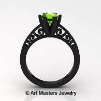 14K Black Gold New Fashion Gorgeous Solitaire 1.0 Carat Peridot Bridal Wedding Ring Engagement Ring R26N-14KBGP-1
