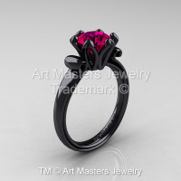 Modern Antique 14K Black Gold 1.5 Carat Rose Ruby Solitaire Engagement Ring AR127-14KBGRR-1
