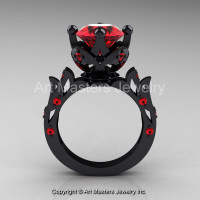 Modern Antique 14K Black Gold 3.0 Carat Ruby Solitaire Wedding Ring R214-14KBGR-1