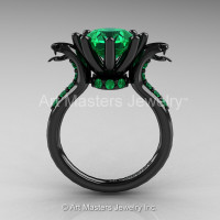 Art Masters Cobra 14K Black Gold 3.0 Ct Emerald Engagement Ring R602-14KBGBEM-1