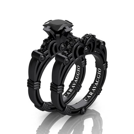 Caravaggio-Jewelry-14K-Black-Gold-1-25-Carat-Princess-Black-Sapphire-Engagement-Ring-Wedding-Band-Set-R623PS-14KBGBLS-P