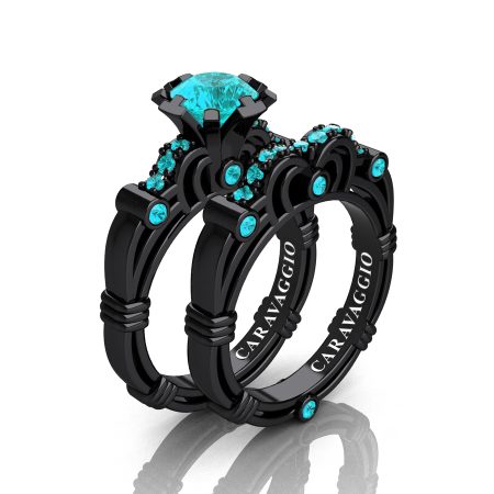 Art-Masters-Caravaggio-14K-Black-Gold-1-Carat-Blue-Diamond-Engagement-Ring-Wedding-Band-Set-R623S-14KBGBLD-P