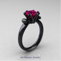 Classic 14K Black Gold 1.5 Carat Rose Ruby Solitaire Ring AR127N-14KBGRR