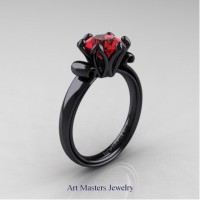 Classic 14K Black Gold 1.5 Carat Ruby Solitaire Ring AR127N-14KBGR
