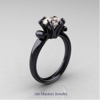 Classic 14K Black Gold 1.5 Carat Morganite Solitaire Ring AR127N-14KBGMO