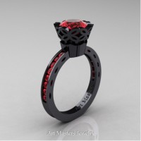 Classic Armenian 14K Black Gold 1.0 Ct Rubies Solitaire Engagement Ring AR140-14KBGR