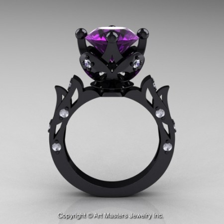 Modern_Antique_14K_Black_Gold_Amethyst_Diamond_Solitaire_Wedding_Ring_R214_14KBGDAM_F_jpg-100809-500×500