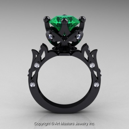 Modern_Antique_14K_Black_Gold_Emerald_Diamond_Solitaire_Wedding_Ring_R214_14KBGDEM_F_jpg-100814-500×500