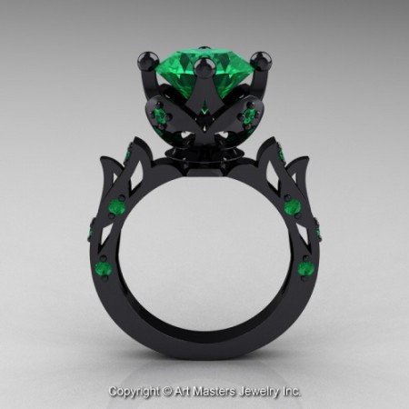 Modern_Antique_14K_Black_Gold_Emerald_Solitaire_Wedding_Ring_R214_14KBGEM_F_jpg-100819-500×500