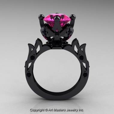 Modern_Antique_14K_Black_Gold_Pink_Sapphire_Black_Diamond_Solitaire_Wedding_Ring_R214_14KBGBDPS_F_jpg-100823-380×380