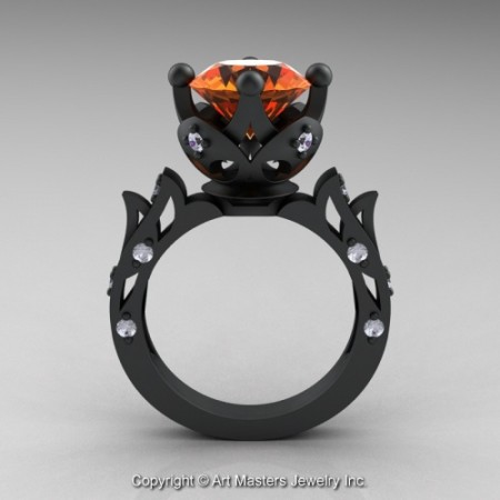Modern_Antique_14K_Matte_Black_Gold_Orange_Sapphire_Diamond_Solitaire_Wedding_Ring_R214_14KMBGDOS_F_jpg-100855-500×500