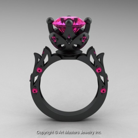 Modern_Antique_14K_Matte_Black_Gold_Pink_Sapphire_Solitaire_Wedding_Ring_R214_14KMBGPS_F_jpg-100794-500×500