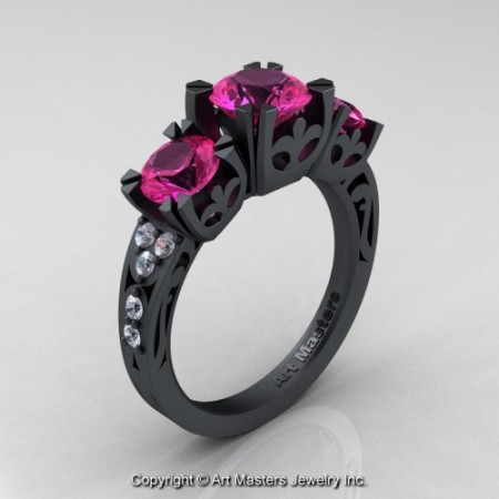 Modern_Vintage_14K_Flat_Black_Gold_2_0_Ct_Three_Stone_Pink_Sapphire_Diamond_Solitaire_Ring_R522_14KFBGDPS_P_jpg-100568-500×500