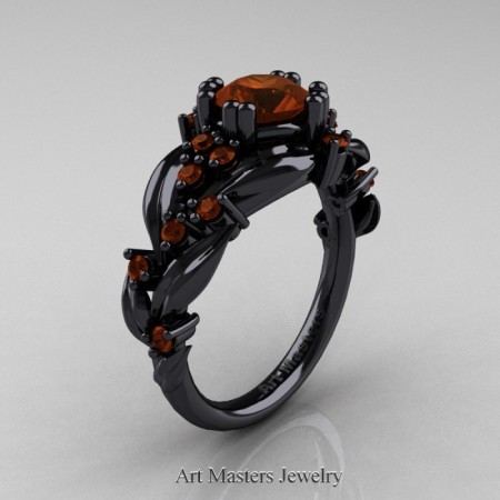Nature-Classic-14K-Black-Gold-1-0-Ct-Brown-Diamond-Leaf-and-Vine-Engagement-Ring-R340-14KBGBRD-P-700×700