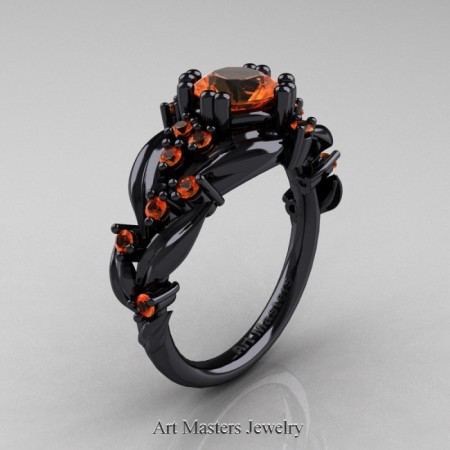 Nature-Classic-14K-Black-Gold-1-0-Ct-Orange-Sapphire-Leaf-and-Vine-Engagement-Ring-R340-14KBGOS-P-700×700