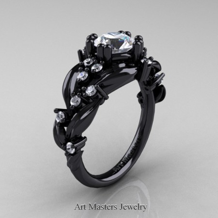 Nature-Classic-14K-Black-Gold-1-0-Ct-White-Sapphire-Diamond-Leaf-and-Vine-Engagement-Ring-R340-14KBGDWS-P-700×700