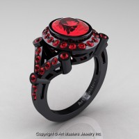 Victorian 14K Black Gold 1.75 Ct Oval Rubies Engagement Ring Wedding Ring R358-14KBGR