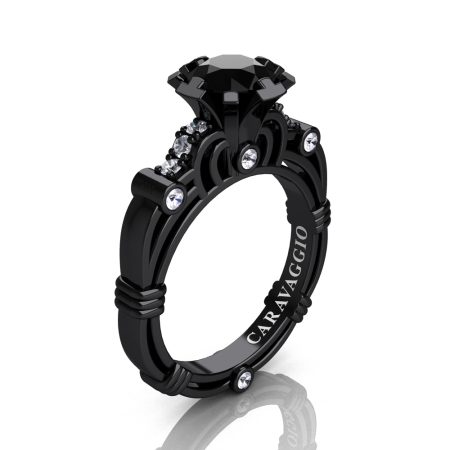 Art-Masters-Caravaggio-14K-Black-Gold-1-Carat-Black-White-Diamond-Engagement-Ring-R623-14KBGDBD-P-700×700