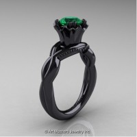 Faegheh Modern Classic 14K Black Gold 1.0 Ct Emerald Solitaire Engagement Ring R290-14KBGEM