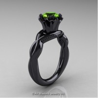 Faegheh Modern Classic 14K Black Gold 1.0 Ct Peridot Solitaire Engagement Ring R290-14KBGP