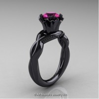 Faegheh Modern Classic 14K Black Gold 1.0 Ct Pink Sapphire Solitaire Engagement Ring R290-14KBGPS