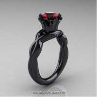 Faegheh Modern Classic 14K Black Gold 1.0 Ct Ruby Solitaire Engagement Ring R290-14KBGR