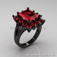 Modern Victorian 14K Black Gold 4.0 Ct Rubies Designer Engagement Ring R217-14KBGR