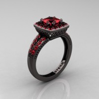 Renaissance Classic 14K Black Gold 1.23 CT Princess Ruby Engagement Ring R220P-14KBGR