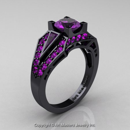 Classic-Edwardian-14K-Black-Gold-1-0-Ct-Amethyst-Sapphire-Engagement-Ring-R285-14KBGAM-P