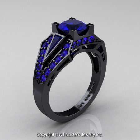 Classic-Edwardian-14K-Black-Gold-1-0-Ct-Blue-Sapphire-Engagement-Ring-R285-14KBGBS-P