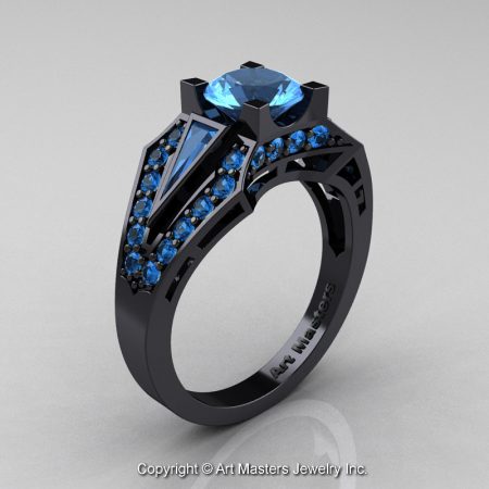 Classic-Edwardian-14K-Black-Gold-1-0-Ct-Blue-Topaz-Engagement-Ring-R285-14KBGBT-P