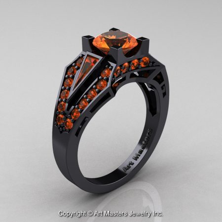 Classic-Edwardian-14K-Black-Gold-1-0-Ct-Orange-Sapphire-Engagement-Ring-R285-14KBGOS-P