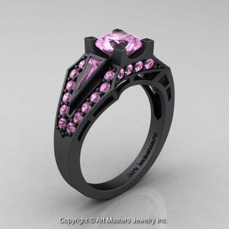 Classic-Edwardian-14K-Matte-Black-Gold-1-0-Ct-Light-Pink-Sapphire-Engagement-Ring-R285-14KMBGLPS-P
