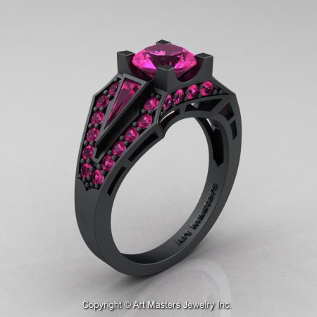 Classic-Edwardian-14K-Matte-Black-Gold-1-0-Ct-Pink-Sapphire-Engagement-Ring-R285-14KMBGPS-P