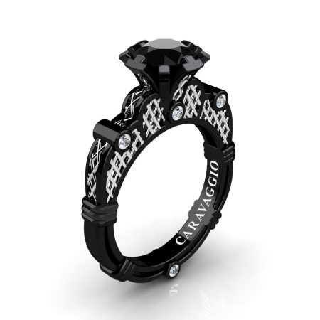 Art-Masters-Caravaggio-14K-Black-White-Gold-1-Carat-Black-and-White-Diamond-Engagement-Ring-R633-14KBWGDBD3