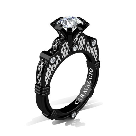 Art-Masters-Caravaggio-14K-Black-White-Gold-1-Carat-Diamond-Engagement-Ring-R633-14KBWGD2